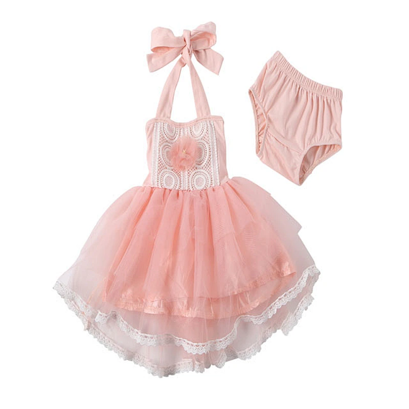 2018 Hot Fashion Girls Soft Pinky Lively Tutu Dress and Shorts Baby Romper 2 Piece Set