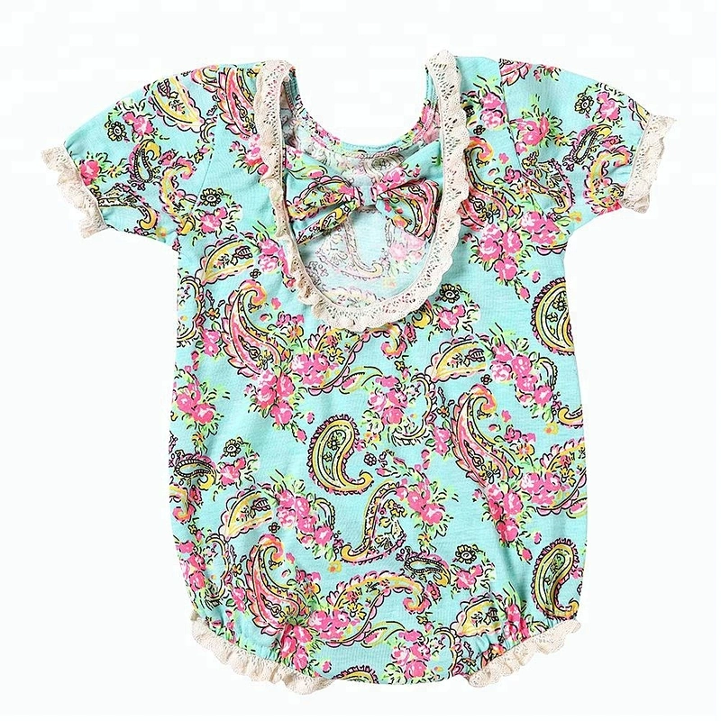 Newborn Kids Clothing Short Sleeve Romper Cotton Floral Printed Infant Baby Girl Bodysuits