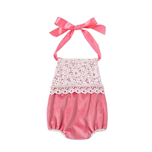 0-3M Age Breathable Velvet Baby White Romper Plus Size Lace Halter Romper