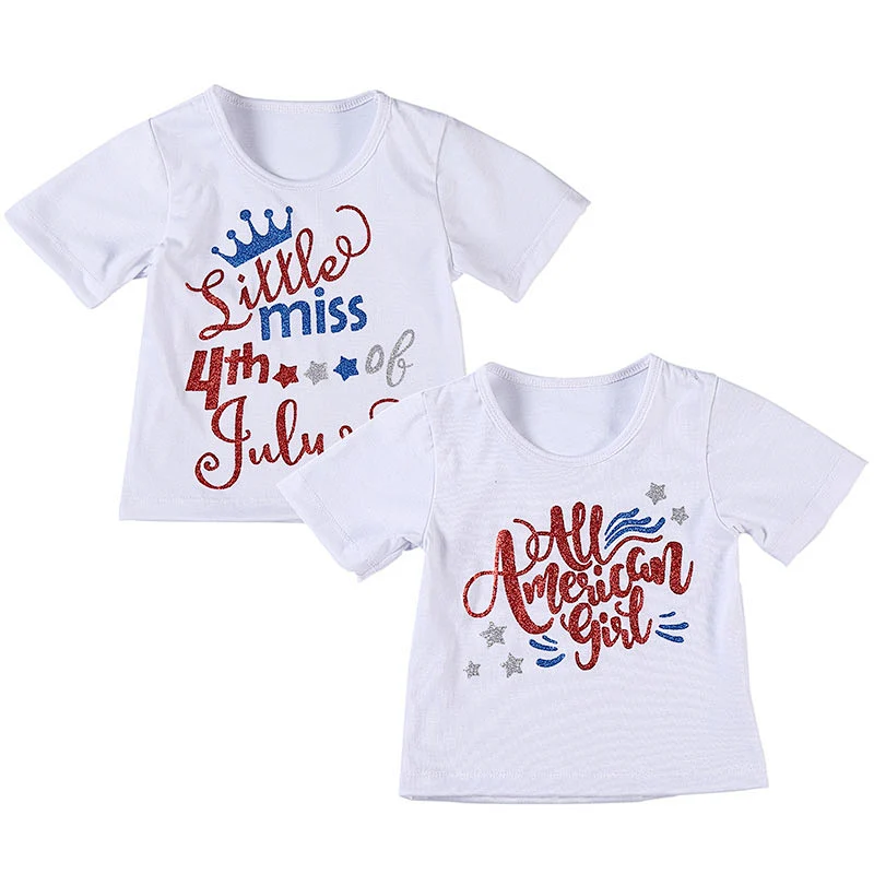 2019 Hot selling Girl 4th of July T-Shirt Baby Girl  Cotton Top Clothing Sweet Baby t-shirt