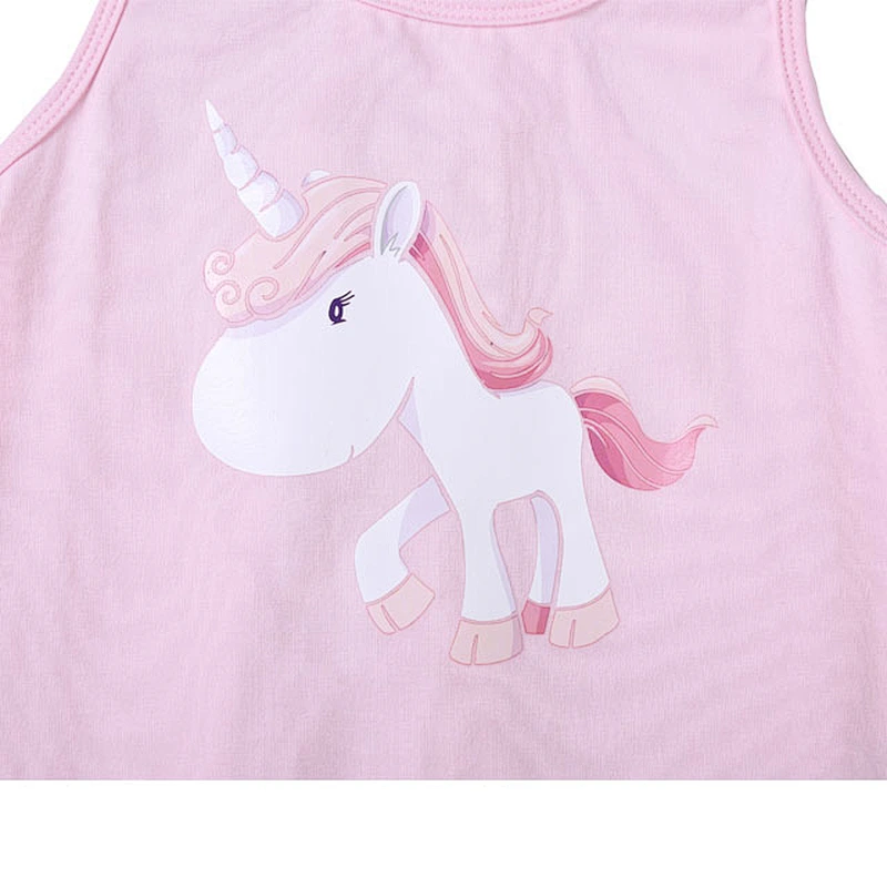 High quality white ruffle girl tank top fancy unicorn printed girls boutique clothing