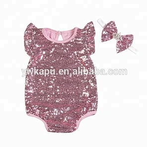 New stylish romper with hairband girls cute baby wears clothes newborn sequins cotton romper