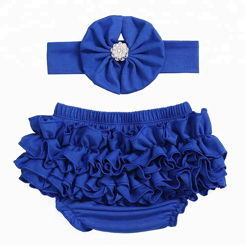 2018 New Arrivals beauty Patriotic baby cotton ruffle fourth of July bloomers with headband