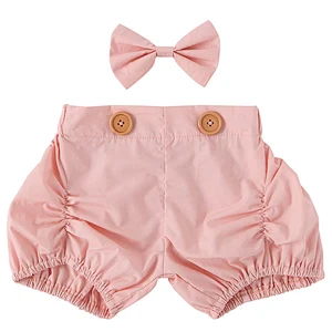 Latest design baby girl clothes children boutique clothing 2 piece shorts with bow