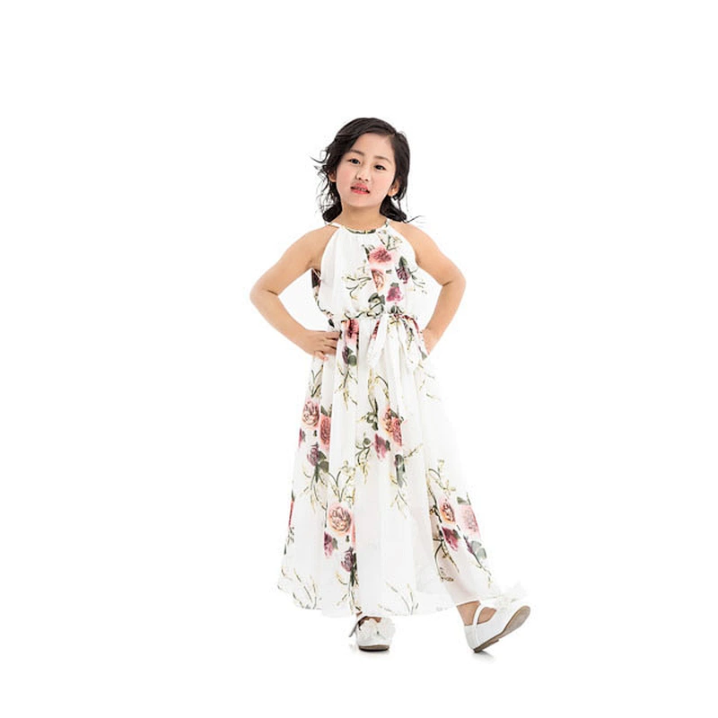 Girls Dress 2018 Spring Autumn Chiffon Geometric  Colorful Sweet Dress