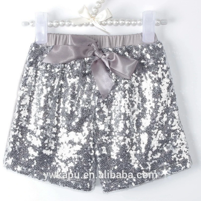 Fashion New Design Baby Girl Multi color Sparkling Newborn Sequin Short With Ribbon Bow
