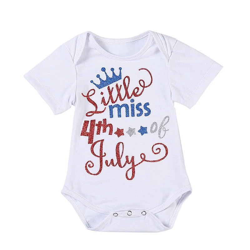 Top Quality Boutique Girl Romper Cotton Sleeveless   Baby 4th of July romper