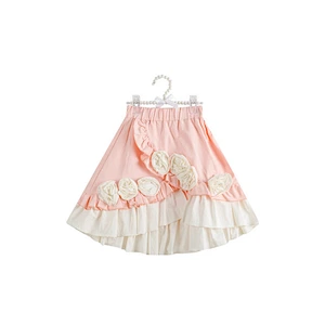 Baby girl's winter beautiful small flowers embroidered  ruffle multi layers skirt