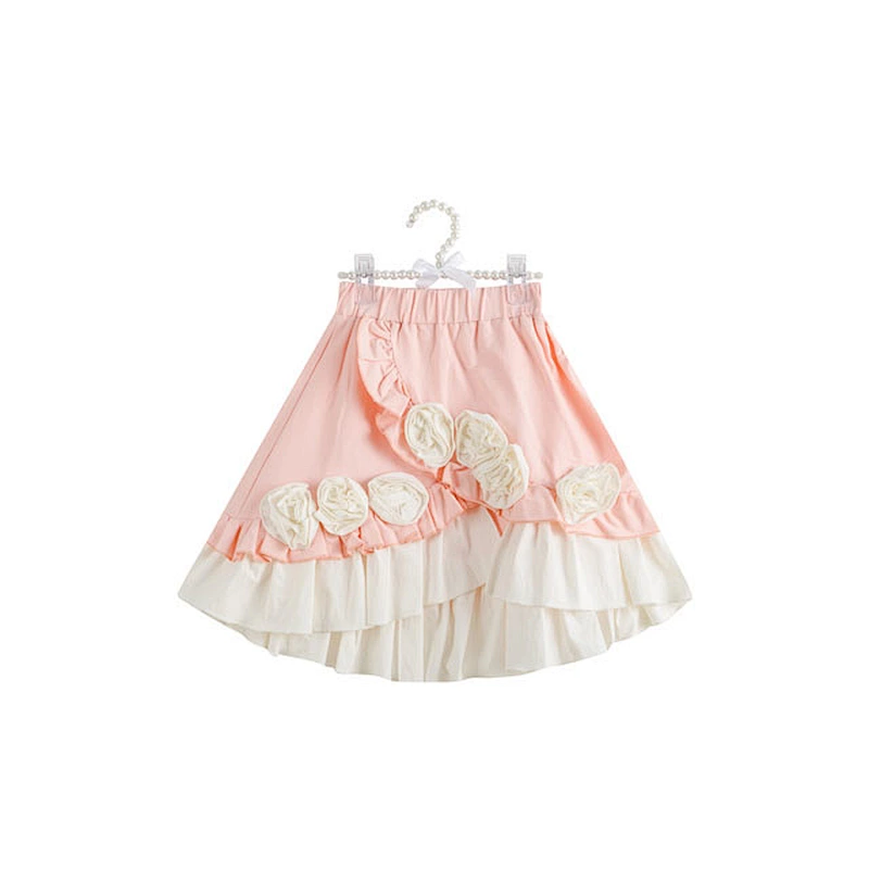 Baby girl's winter beautiful small flowers embroidered  ruffle multi layers skirt