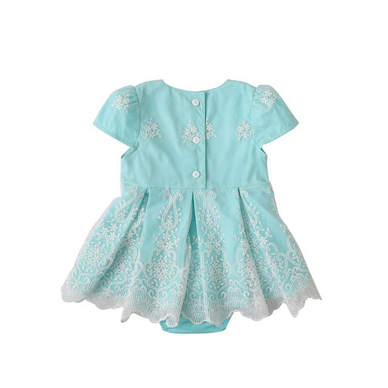 Summer New Baby Girl Lace Cotton Short-sleeve Jumpsuit 0-6 Year Old