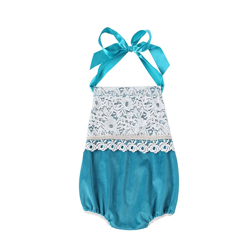 Beautiful Infant and Toddler Baby Velvet Rompers Backless Summer Romper