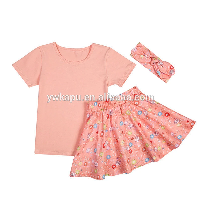 Best selling latest design baby girls clothes sets summer t-shirt and skirt outfit