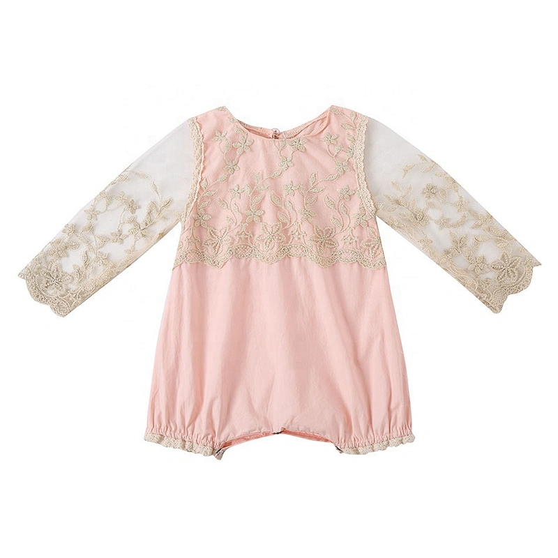 Elegant Girls Boutique Clothing Lace Long Sleeve Baby Diaper Rompers