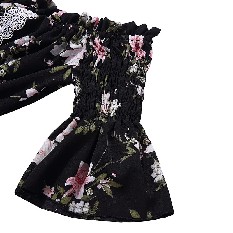 KAPU Wholesale Smoked printed flutter sleevs baby girl floral  Romper knit baby rompers