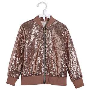 2019 Hot Sale 0-Neck With  Long Sleeve Top  Embroidery Sequin Jacket With Zipper Clothes For Girl