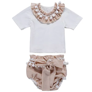 Newset design baby girls outfits infant and toddler clothes set baby girl 2 pcs summer shirts and bloomer set