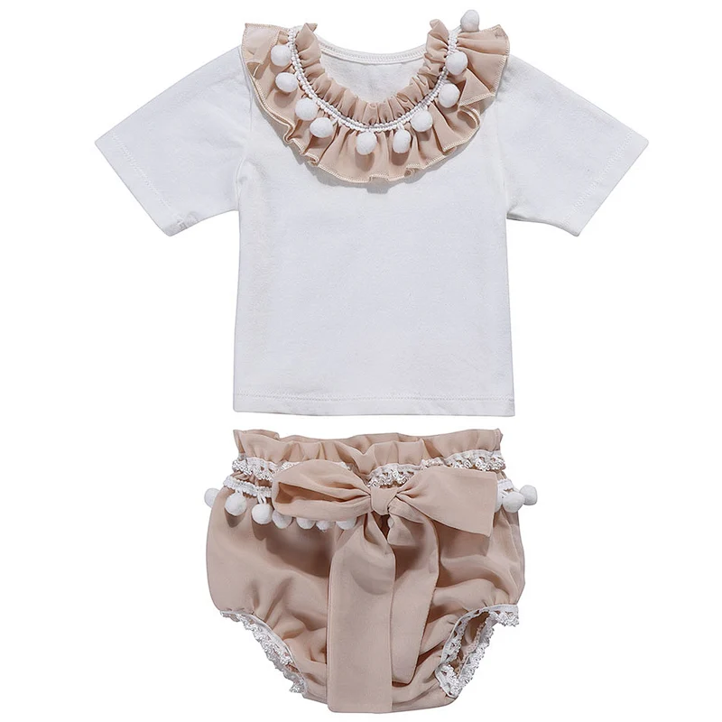 Newset design baby girls outfits infant and toddler clothes set baby girl 2 pcs summer shirts and bloomer set