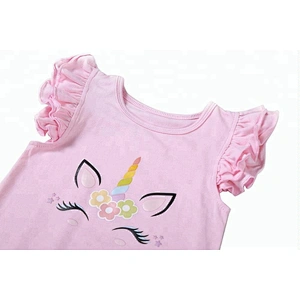 Lovely Newborn Infant Kids Baby Girls Unicorn Ruffles Romper And Pompom Tutu Skirt