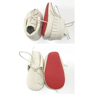 Wholesale Hot Sale Casual  Soft Sole Leather Baby Shoes White  Lace-up Tassel Toddler Shoes For Girl