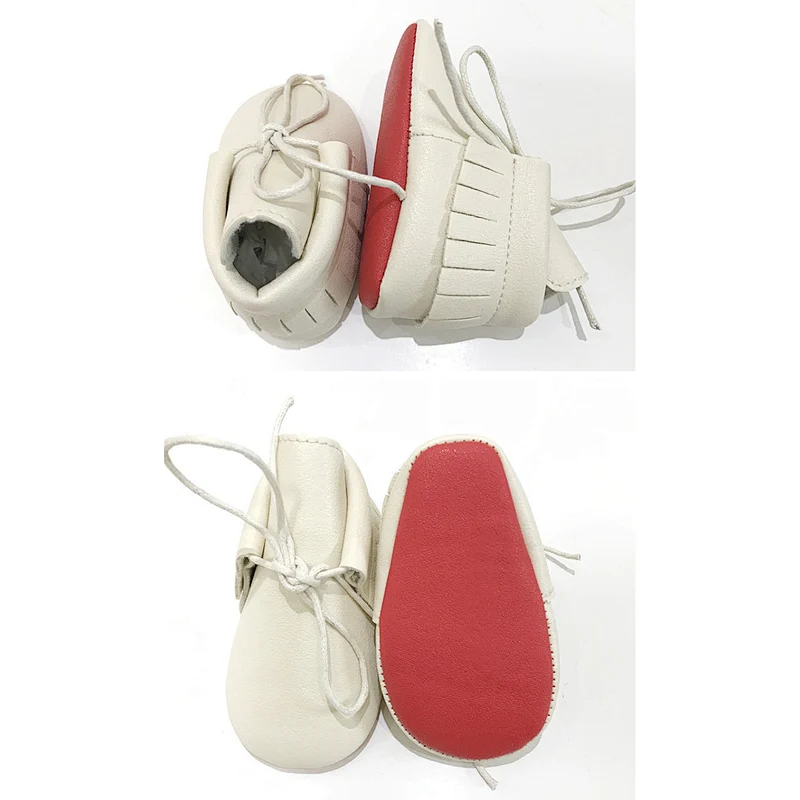 Wholesale Hot Sale Casual  Soft Sole Leather Baby Shoes White  Lace-up Tassel Toddler Shoes For Girl