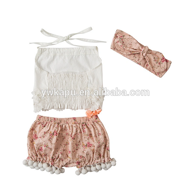Cute infant pompoms little girl model top 100 spring summer nova baby clothing