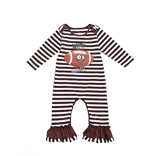 Lovely Baby Infant Strip Color Block Ruffle Romper