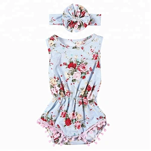 Wholesale children and kids boutique clothing floral baby onesie cotton newborn baby clothes