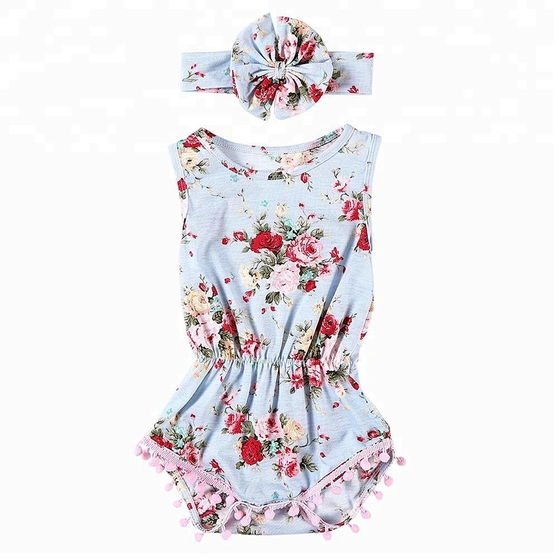 Wholesale children and kids boutique clothing floral baby onesie cotton newborn baby clothes