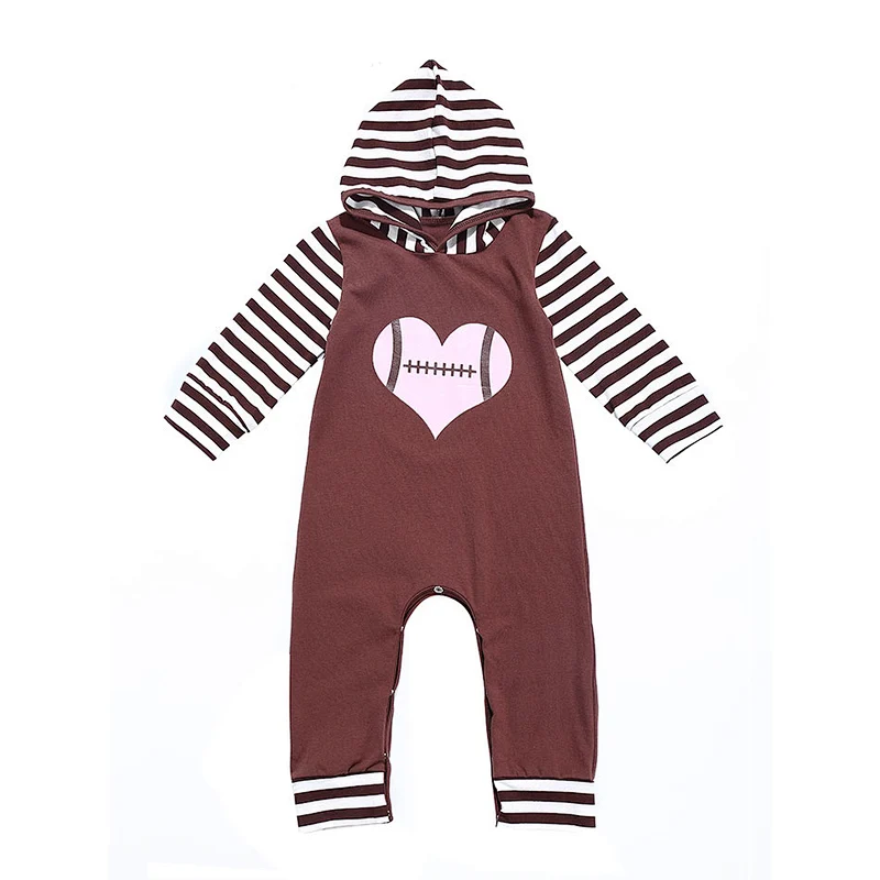 Cute Football Emotion Hooded Long Sleeve Baby Romper