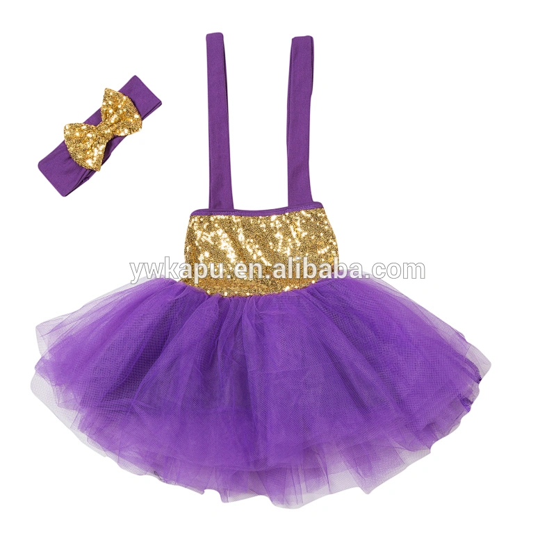 Wholesale multicolor sequin baby romper tutu sets with headband baby sequin dress
