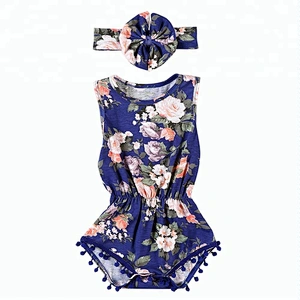 2019 Newborn Baby Girls Cotton Floral Romper Jumpsuit with Headband