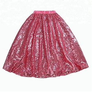 2018 In stock child dance clothes wholesale long style little girl sequin skirt