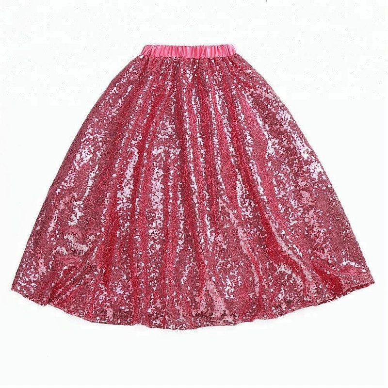 2018 In stock child dance clothes wholesale long style little girl sequin skirt