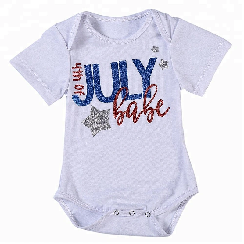 New Boutique Children Jumpsuit Patriotic Kid Summer Baby Short Sleeve Romper