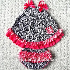 2016 hot sale summer baby girl cotton swing top&bloomer set
