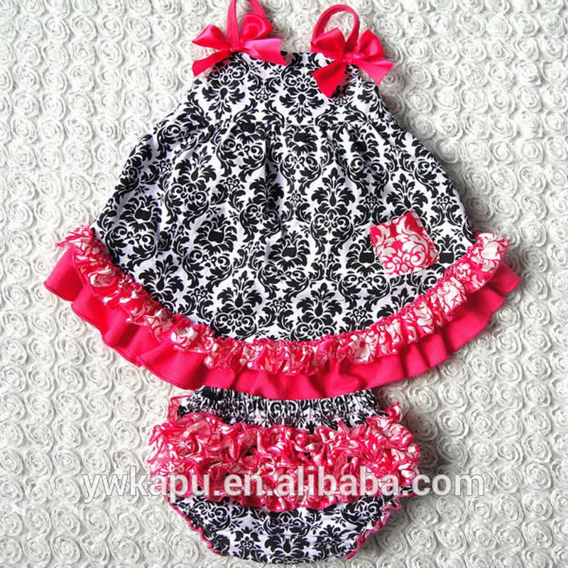 2016 hot sale summer baby girl cotton swing top&bloomer set