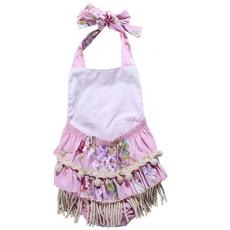 2019 High Quality  Boutique  Baby clothes Romper Lace Fringe Romper For Girl