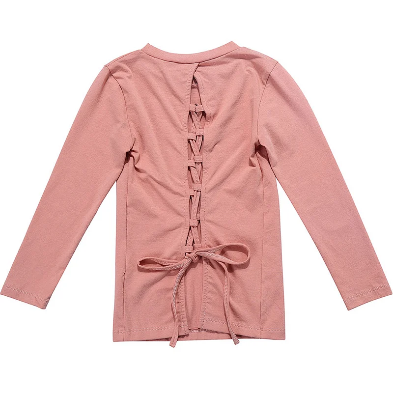 2018 wholesale girls boutique clothing baby girl tops lacing shirts