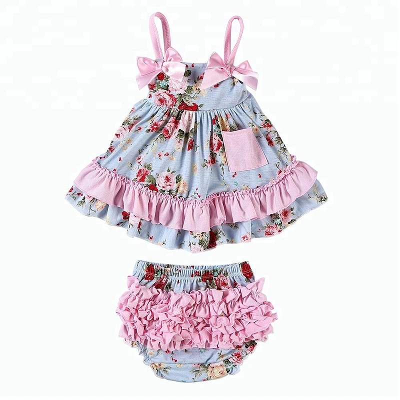 Wholesale baby fashion 2019 floral cottonromper baby boutique apparel for summer