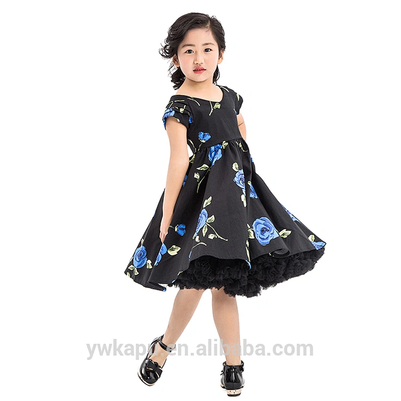 Floral and polka dot print infant boutique wholesale new model kids girl princess dress