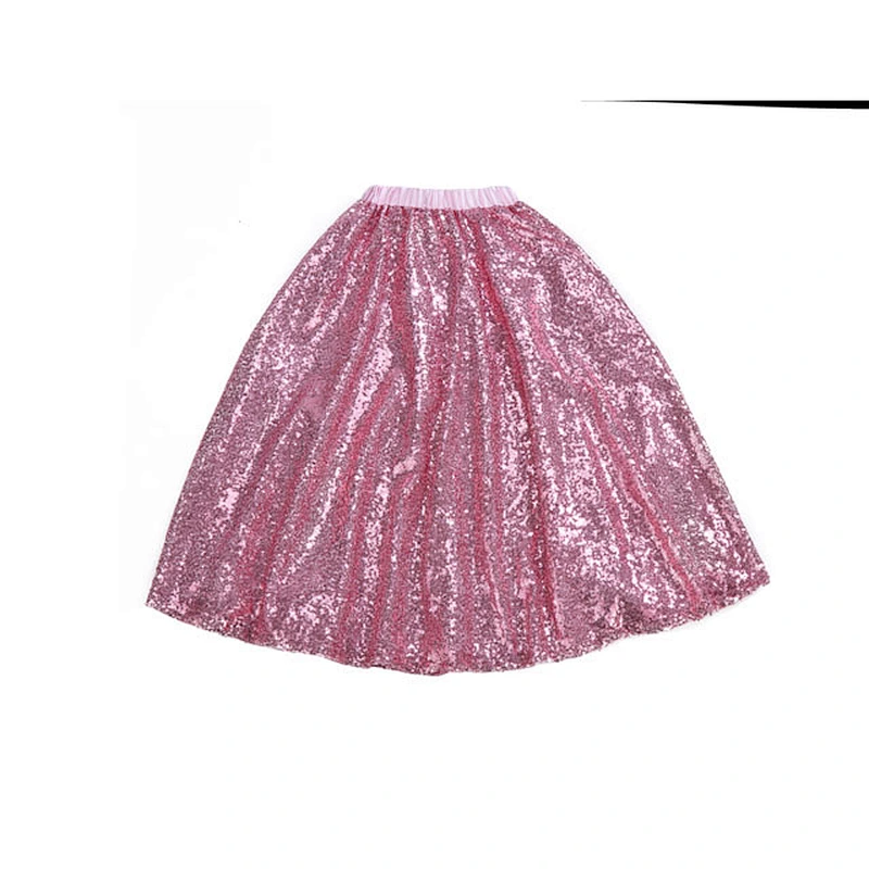 High quality cute baby girl sequined navy blue long maxi skirt