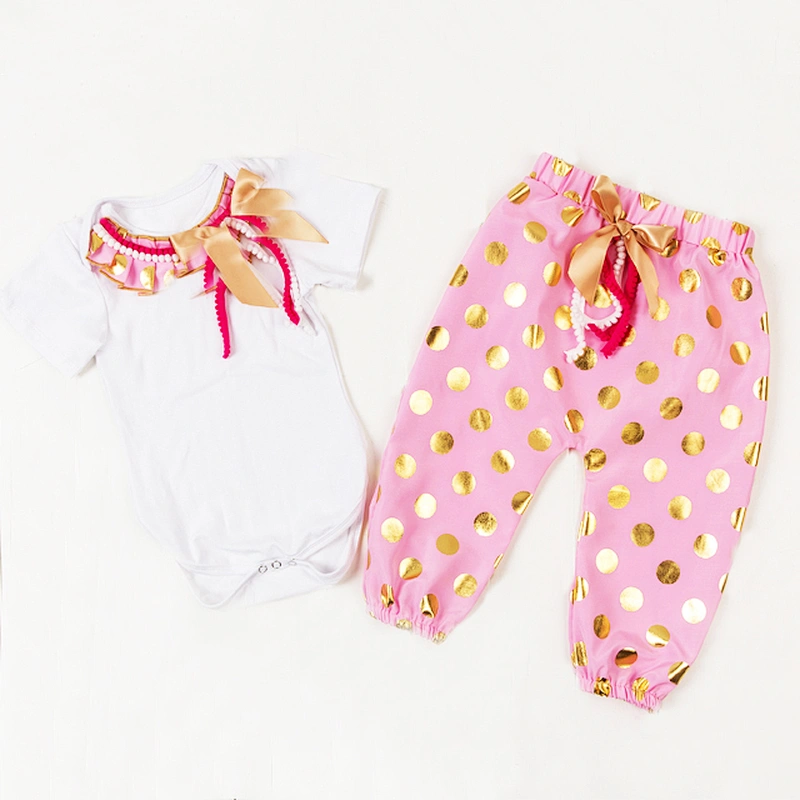 Summer fashion cheapest clothing set baby girl pompom body suit elegant design from Kapu