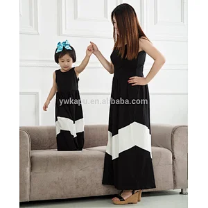 2016 Wholesale Cotton Sleeveless Momy And Me Long Skirt, High Quality Plain Soft Family Clothes