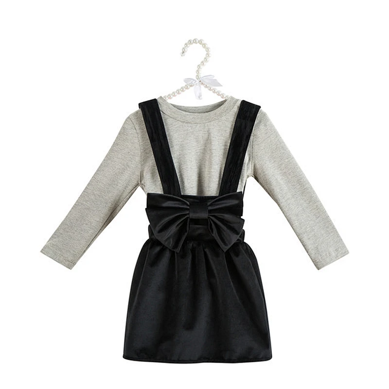 High Quality Children Boutique Clothing Bow Knot Suspender Cute Skirt  Newborn Baby Clothing Sets