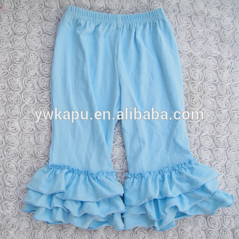 Autumn season popular girl pant high quality baby trousers 100% cotton icing ruffle leggings