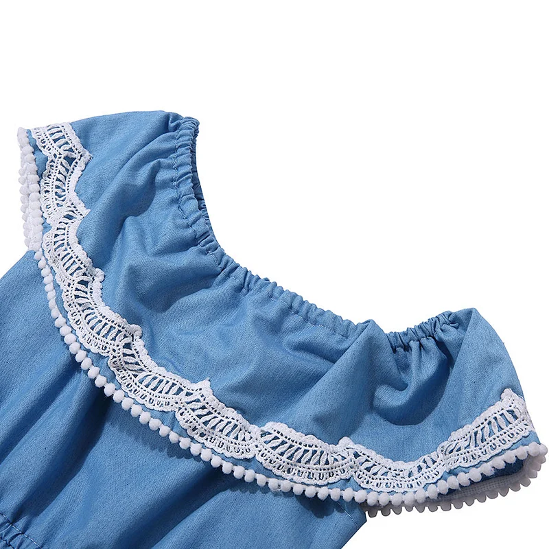 2019 Wholesale Denim Kids Romper Shoulder Baby Clothes Newborn Romper