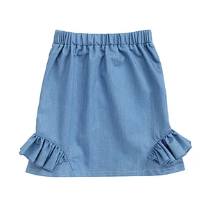 2019 Piglet Tail Design Skirt  Kid  Bow Skirt  With Pocket Baby Girl Denim  Skirts