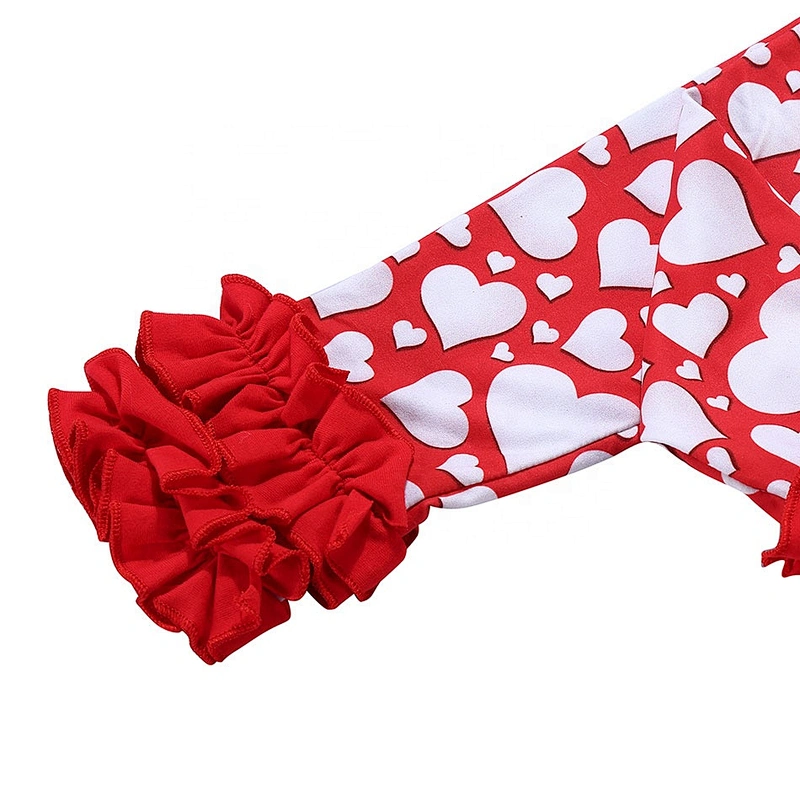 Wholesale Kids Girls Sweet Heart Print Spring Outfits 3 Piece Sets for Kids Girls