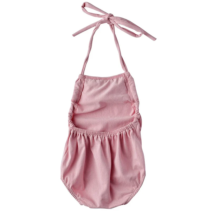KAPU plain solid color infant bonds new born baby girl button rompers onesie