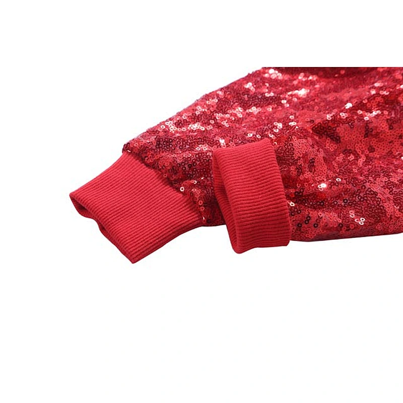 Children Girls Fashionable Long Sleeve Red Sequin Top